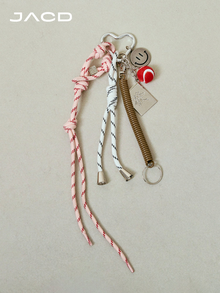 JACD Original Miu-Inspired Cream Candy Color Bag Charm with Silver Heart Key Ring – Trendy Keychain & Chain Decoration