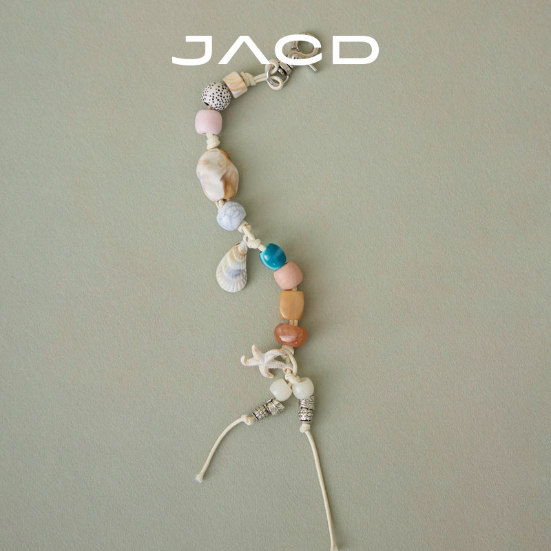 JACD Handmade 'Treasure Island' Stone & Shell Beaded Keychain/Bracelet – Unique Beach-Inspired Charm