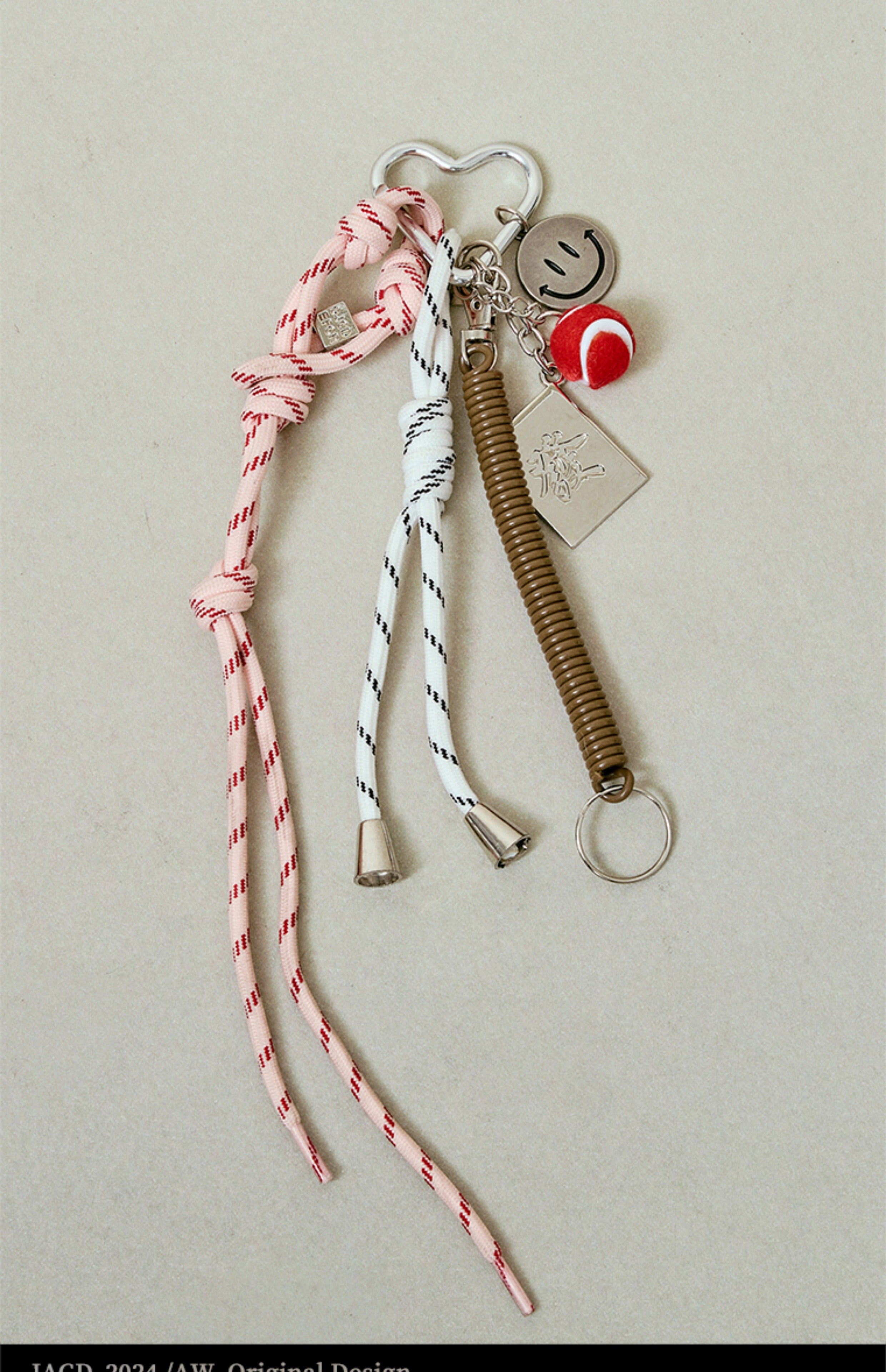 JACD Original Miu-Inspired Cream Candy Color Bag Charm with Silver Heart Key Ring – Trendy Keychain & Chain Decoration