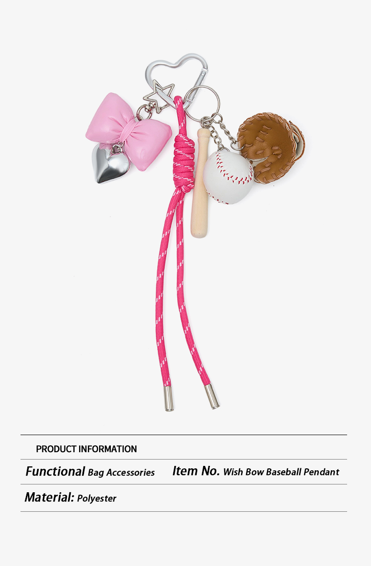 JACD 2025 New Wish Bow Baseball Keychain – Stylish Bag Charm & Keyring Accessory