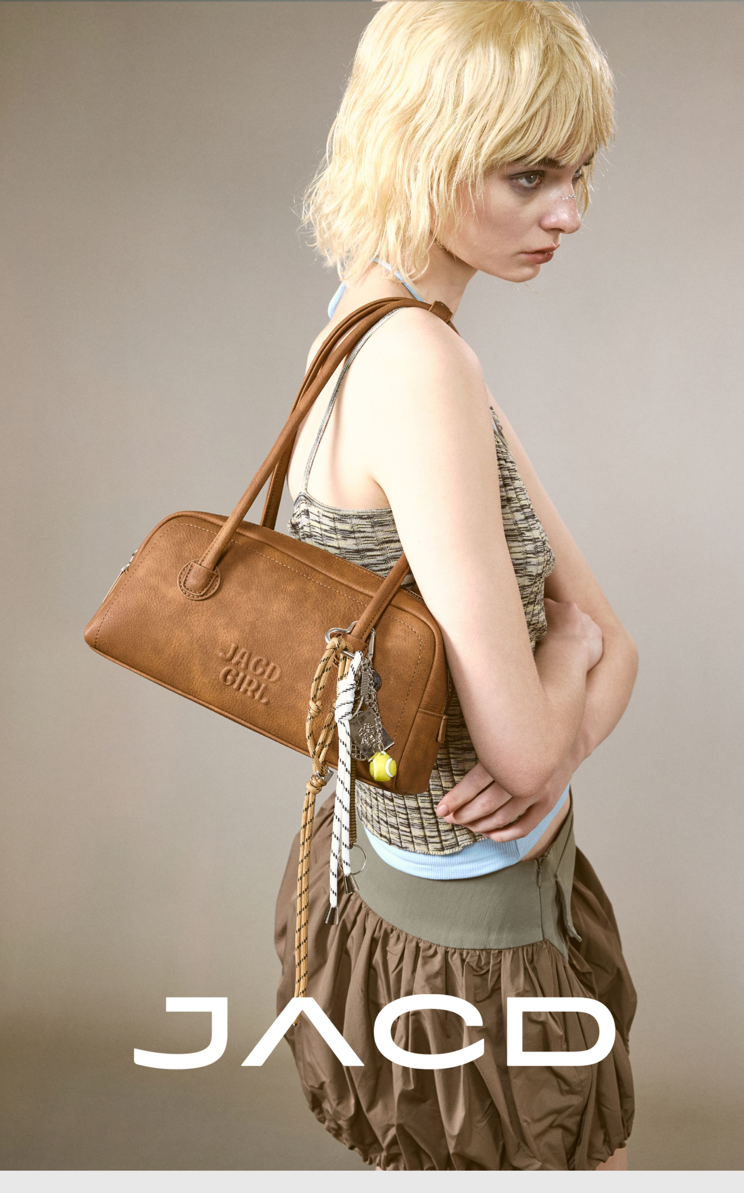 JACD Vintage Brown Bowling Bag for Women – Retro Boston Shoulder & Handbag – Fall/Winter Baguette Style