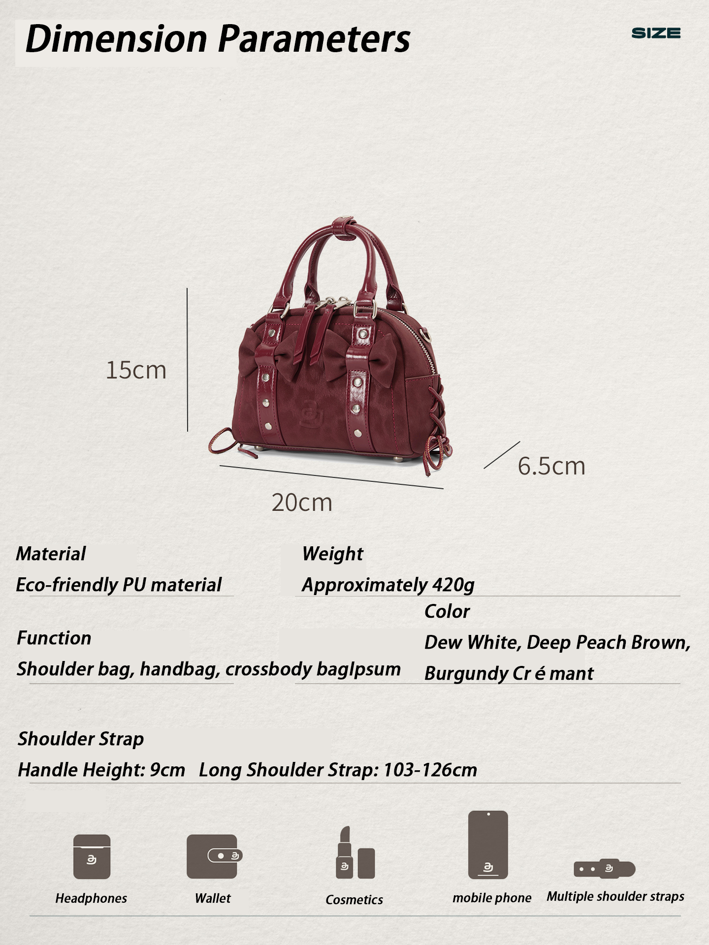 JACD Vintage Boston Witch Bowler Bag – Retro Shoulder & Crossbody Bag with Bow Detail | 2025 New Arrival