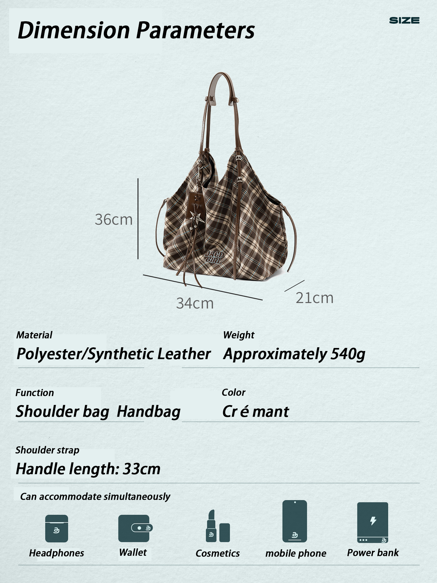 JACD Soft Plaid Shoulder Tote – Refined Comfort for the Modern Commuter