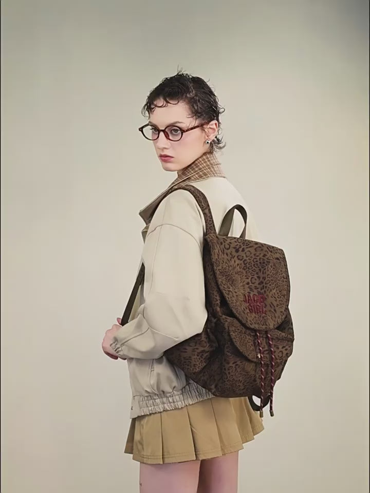 Load video: JACD Hot Girl Leopard Backpack – Y2K Meets Nomadic Cool | 2025 Edition