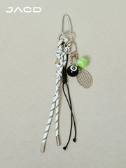 JACD Handmade Tennis Keychain - Miu Series Braided Rope, DIY Bag Charm, Elegant Racket Pendant Accessory