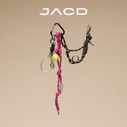 JACD Handmade Sweet & Cool Black-Pink Feather Ball Bag Charm – Creative Multi-Functional Bracelet & Waist Chain