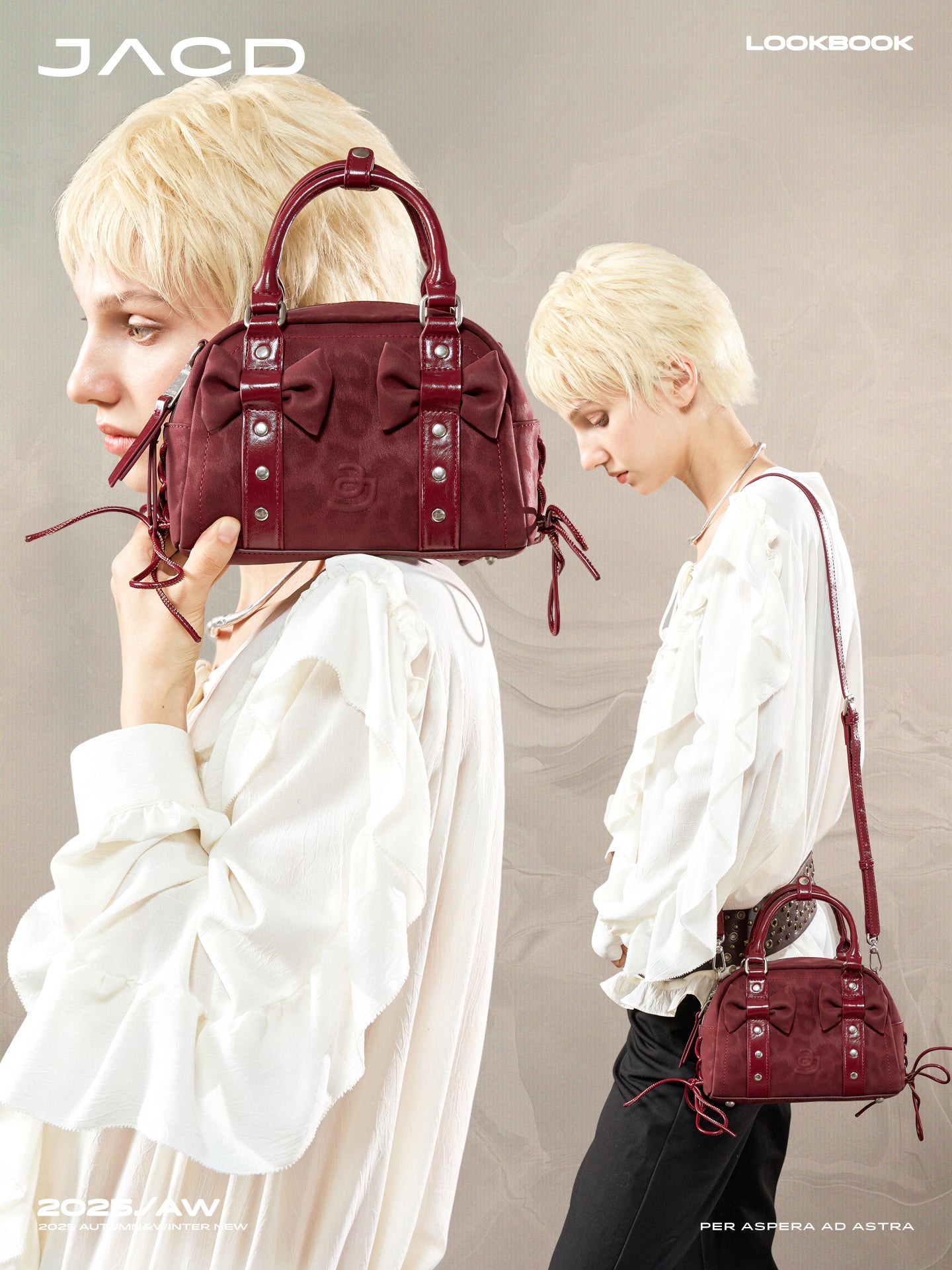 JACD Vintage Boston Witch Bowler Bag – Retro Shoulder & Crossbody Bag with Bow Detail | 2025 New Arrival