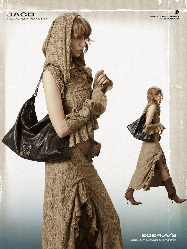 JACD Snowflake Black Tote Bag - Spacious & Relaxed Commuter Shoulder Bag for Women