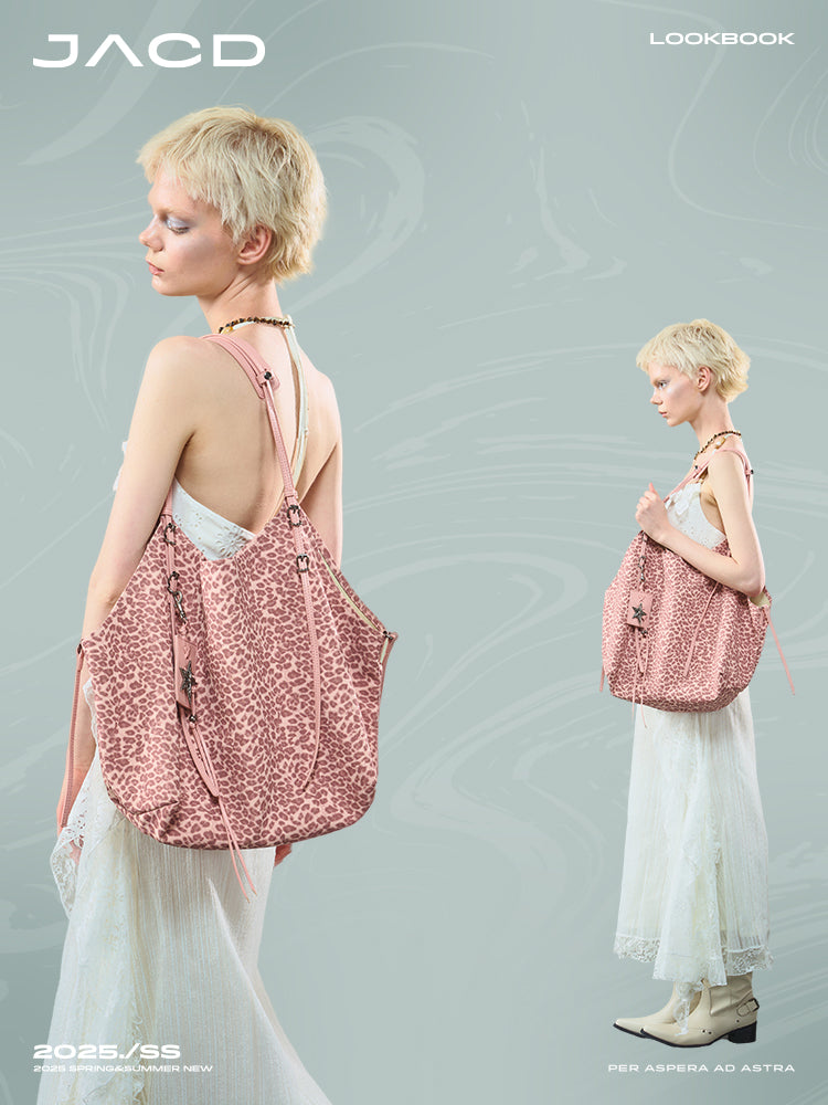 JACD Pink Panther Tote – Vibrant Leopard Print & Roomy Design for Everyday Use