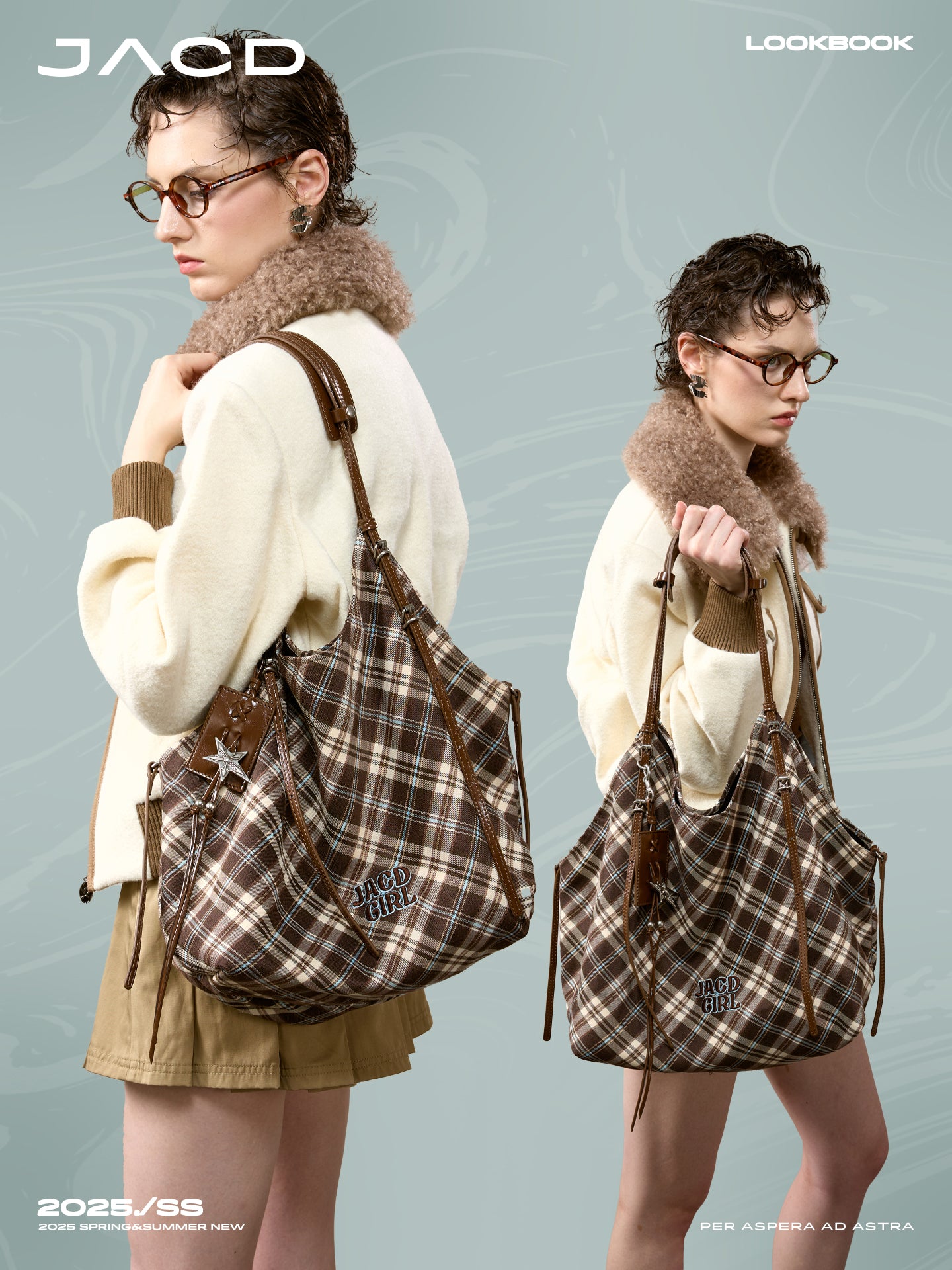 JACD Soft Plaid Shoulder Tote – Refined Comfort for the Modern Commuter