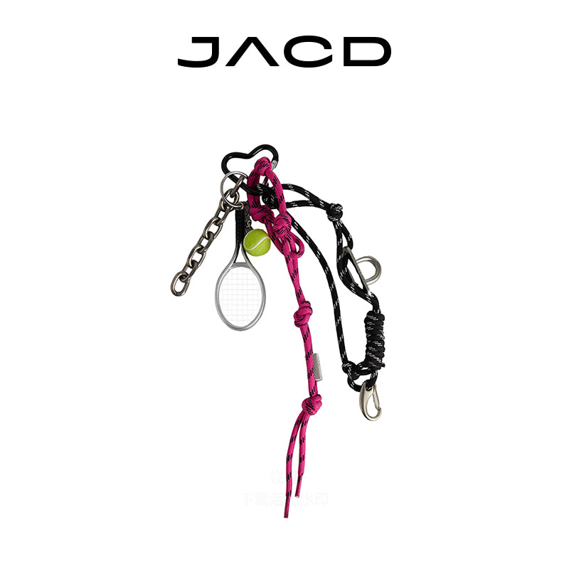 JACD Handmade Sweet & Cool Black-Pink Feather Ball Bag Charm – Creative Multi-Functional Bracelet & Waist Chain