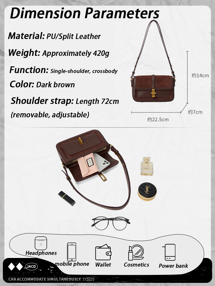 JACD Suede Leather Mini Box Bag – Vintage Yadan Style Crossbody & Shoulder Bag for Women