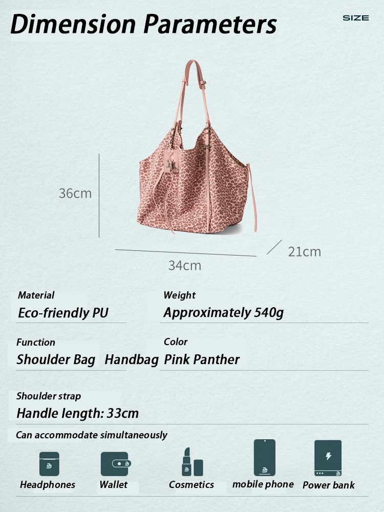 JACD Pink Panther Tote – Vibrant Leopard Print & Roomy Design for Everyday Use