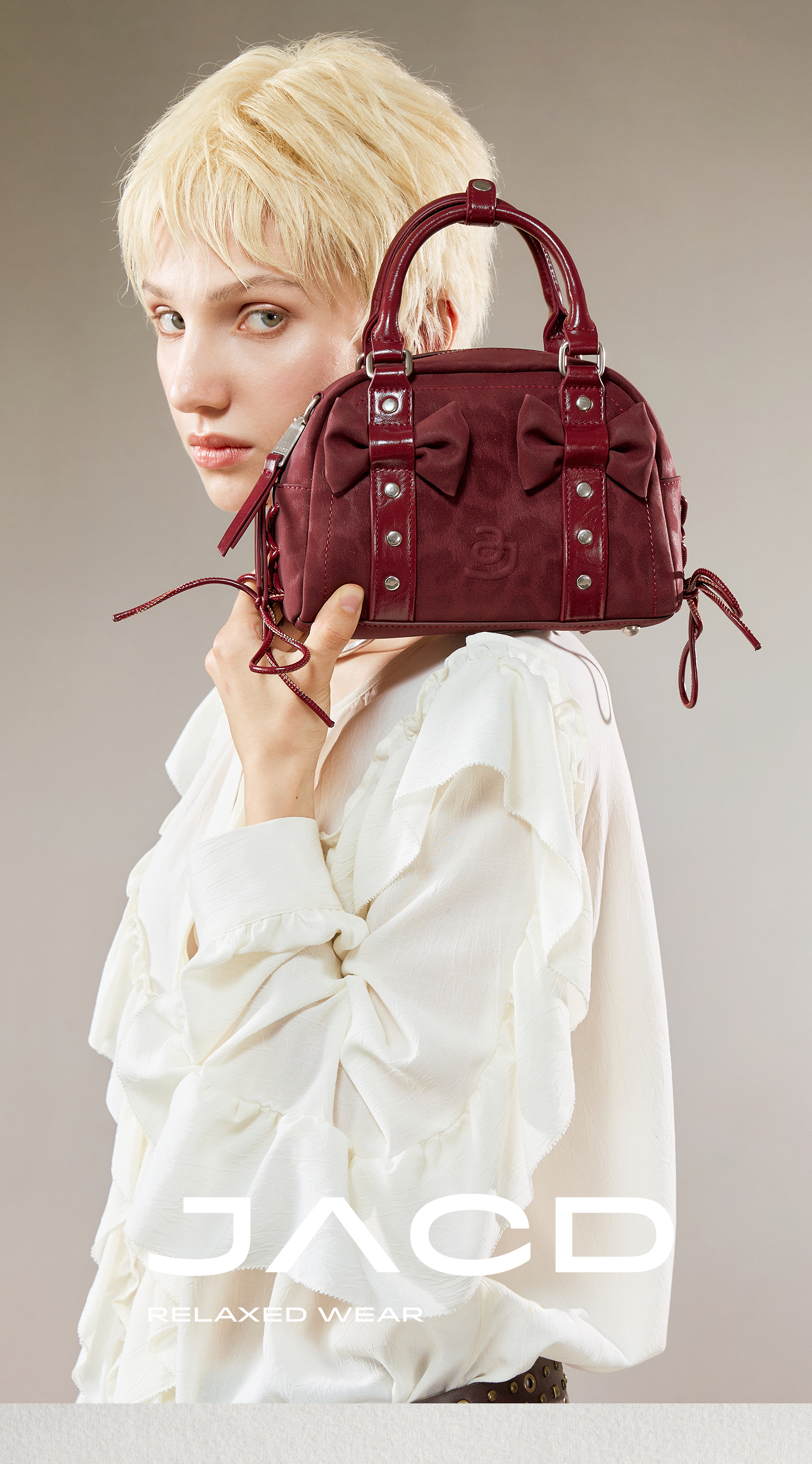 JACD Vintage Boston Witch Bowler Bag – Retro Shoulder & Crossbody Bag with Bow Detail | 2025 New Arrival