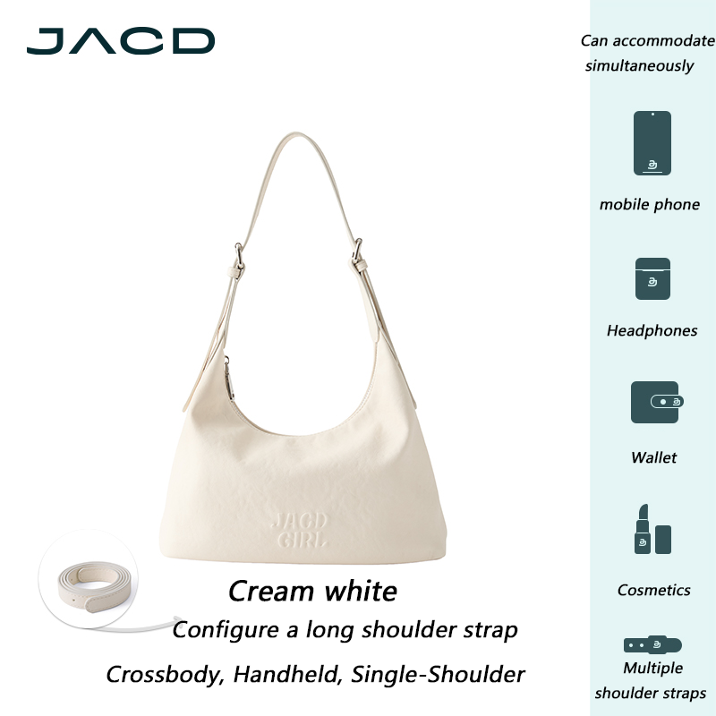 JACD White Tote Bag – 2025 New Fall/Winter Shoulder & Crossbody Bag for Women, Commuter Style