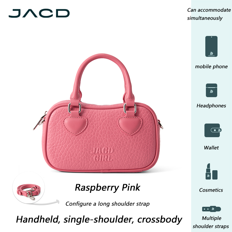 JACD Raspberry Candy Mini Boston Bag – Feminine Pink Handbag & Crossbody, Ideal Christmas Gift for Women