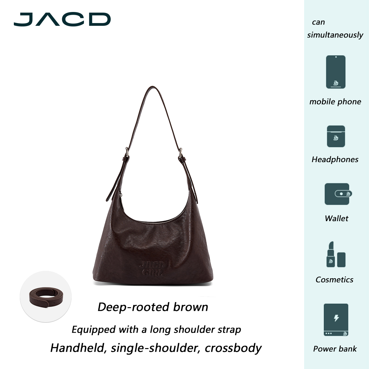 JACD White Tote Bag – 2025 New Fall/Winter Shoulder & Crossbody Bag for Women, Commuter Style