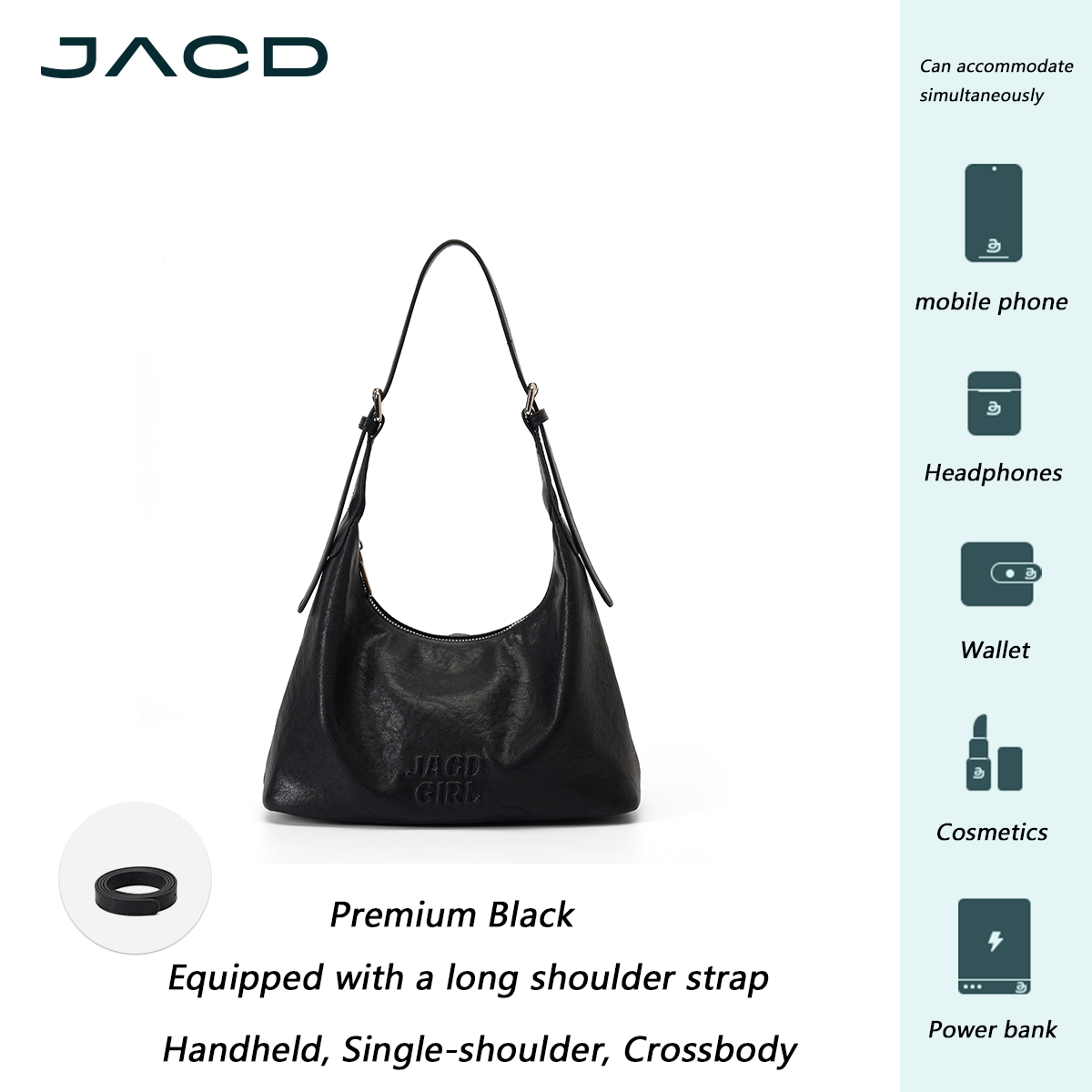 JACD White Tote Bag – 2025 New Fall/Winter Shoulder & Crossbody Bag for Women, Commuter Style